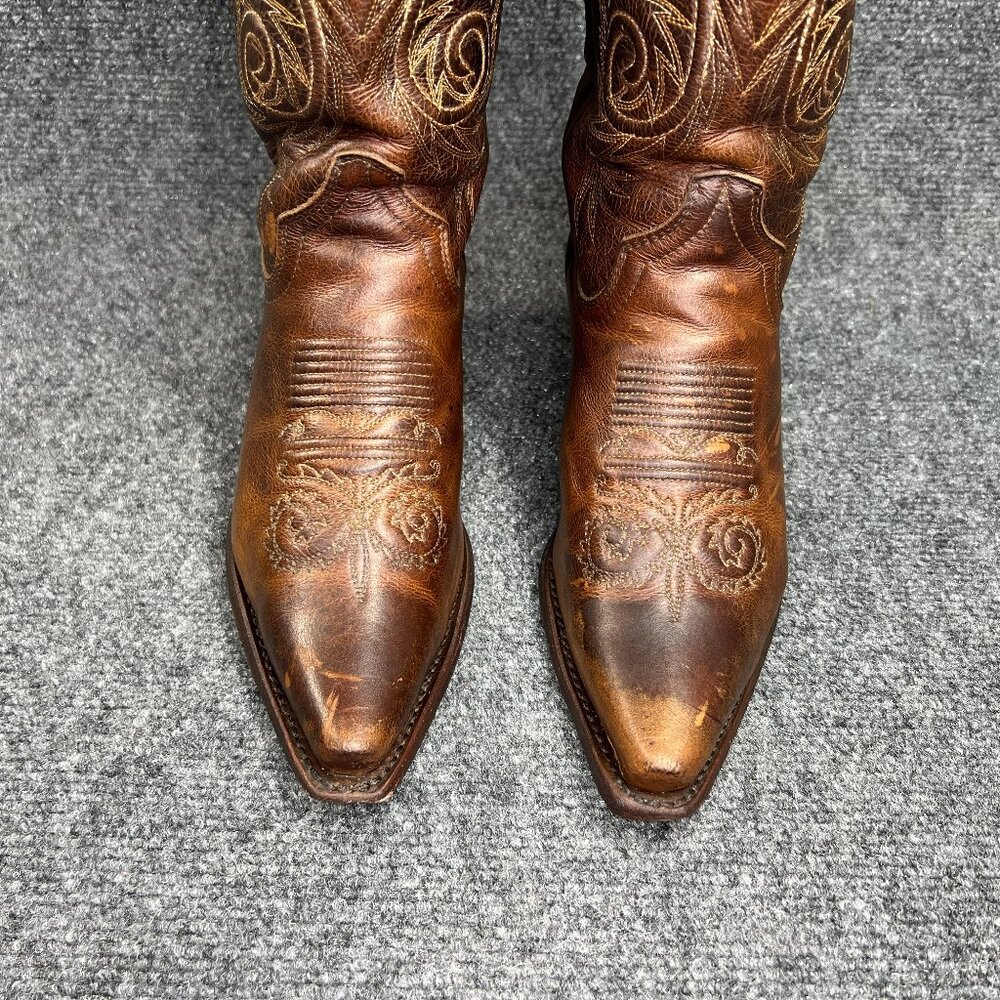 Justin Damiana Western Boots Women's Size 6.5 Brown Leather Snip Toe Cowboy Boot - Picture 4 of 16